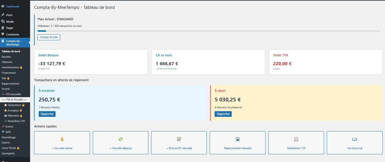 Dashboard ComptaFlow Pro